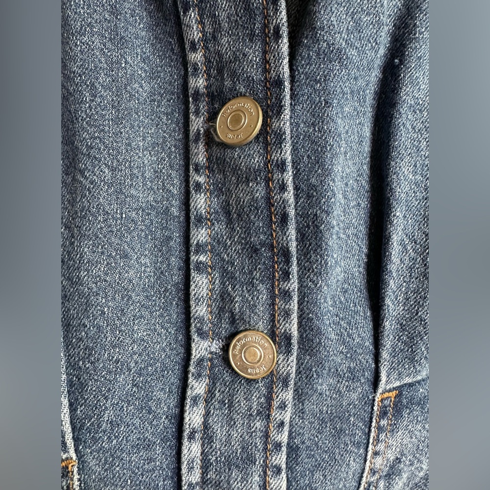 NWT Size 4 Reformation Roxanna Cinch Waist Denim Mini Dress - Picture 10 of 15